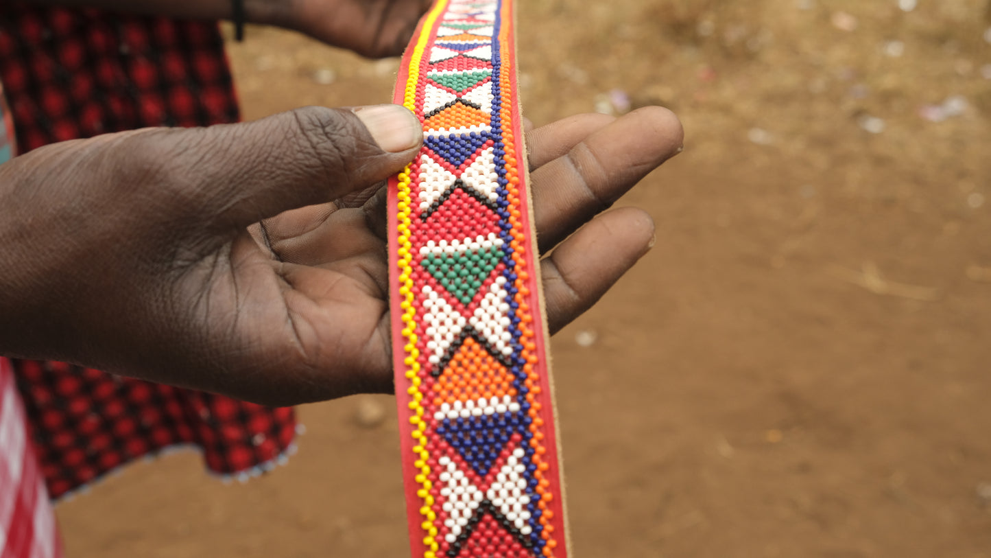 Colorful Maasai belt, handmade by Maasai women - Olgaria Beads